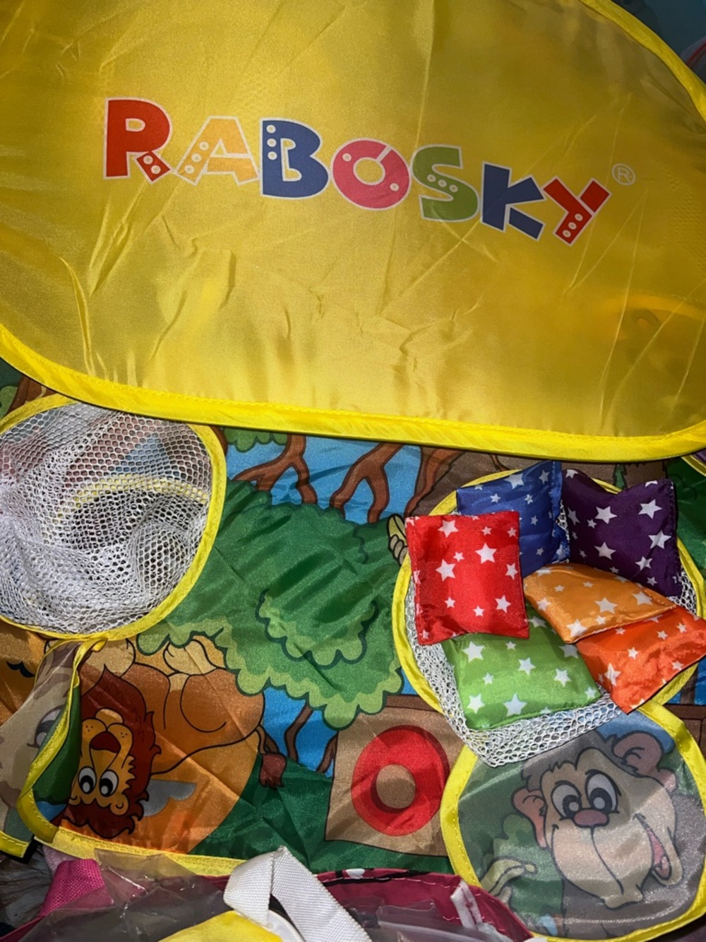 Rabosky Kids Pop-Up Play Tent with Colorful Bean Bags - Yellow